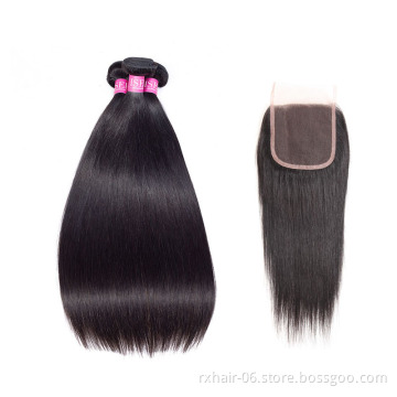 Best Selling Peruvian Straight Virgin Human Hair Bundles With Closure